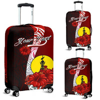 New Caledonia Polynesian Custom Personalised Luggage Covers - Coat Of Arm With Hibiscus Red - Polynesian Pride