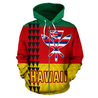 Hawaii Kanaka Flag Zip up Hoodie - Polynesian Pride