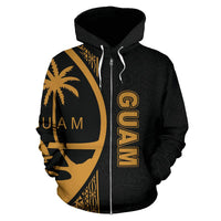 Guam Polynesian Zip up Hoodie Yellow Line - Polynesian Pride