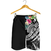 YAP Polynesian Men's Shorts- Summer Plumeria (Black) - Polynesian Pride