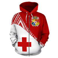 Tonga All Over Zip up Hoodie Split Style - Polynesian Pride