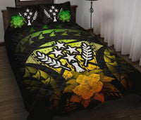 Kosrae Polynesian Quilt Bed Set Hibiscus Reggae Black - Polynesian Pride