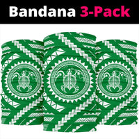 Hawaiian Turtle Map Green Bandana 3 - Pack - Polynesian Pride