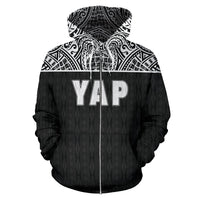 Yap All Over Zip up Hoodie Micronesia Black Version - Polynesian Pride