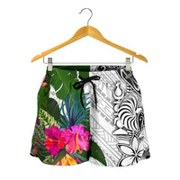 New Caledonia Women's Short White - Turtle Plumeria Banana Leaf Crest - Polynesian Pride