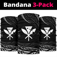 Hawaii Kanaka Map Polynesian Bandana 3 - Pack - White - Polynesian Pride