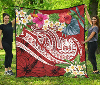 Tahiti Polynesian Premium Quilt - Summer Plumeria (Red) - Polynesian Pride