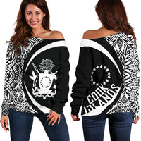 Cook Islands Women's Off Shoulder Sweater - Circle Style 02 Red - Polynesian Pride