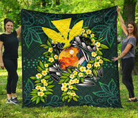 Polynesian Hawaii Premium Quilt - Ti Leaf Lei Turtle Green - Polynesian Pride