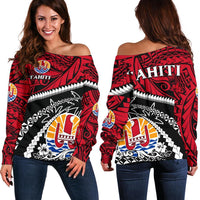 Tahiti French Polynesia Off Shoulder Sweater - Road to Hometown Red - Polynesian Pride