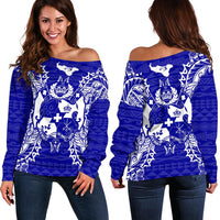 Tonga Polynesian Shoulder Sweater Map Blue Blue - Polynesian Pride