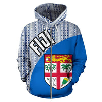 Fiji Tapa Zip up Hoodie Fiji Flag - Polynesian Pride
