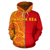Hawaii Mauna Kea Polynesian Zip up Hoodie The Half Yelllow and Red - Polynesian Pride