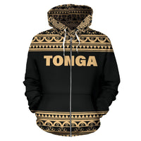 Tonga All Over Zip up Hoodie Polynesian Gold Version - Polynesian Pride