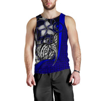Chuuk Micronesia Men's Tank Top Blue - Turtle With Hook - Polynesian Pride