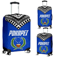 Pohnpei Flag Luggage Covers Micronesian Pattern Blue - Polynesian Pride