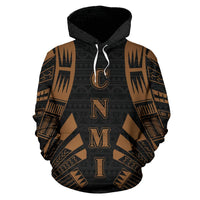 CNMI All Over Hoodie Brown Tattoo Style - Polynesian Pride