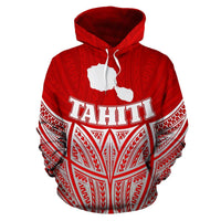 Tahiti Polynesian Hoodie Red Pride Map nd Seal - Polynesian Pride