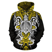 Hawaii Turtle Tribal Yellow Hoodie Armor Style - Polynesian Pride
