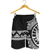 Tahiti Polynesian All Over Print Men's Short - Black Version Black - White - Polynesian Pride