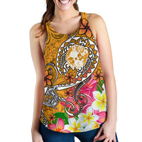 Tonga Women's Racerback Tank - Turtle Plumeria (Gold) - Polynesian Pride