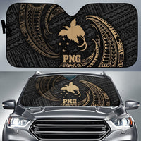 Polynesian Papua New Guinea Sun Shades - Gold Tribal Wave Auto Sun Shade Universal Fit Gold - Polynesian Pride
