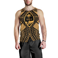 Guam Polynesian Men's Tank Top - Guam Gold Seal with Polynesian Tattoo - Polynesian Pride
