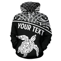 Hawaii Custom Hoodie Turtle White Curve Version - Polynesian Pride