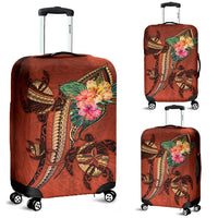 Polynesian Turtle Luggage Covers - Tribal Tattoo with Hibiscus Coral Coral - Polynesian Pride