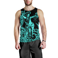 Polynesian Hawaii Men's Tank Top - Hula Girl Neon Blue - Polynesian Pride