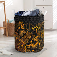 Kosrae Laundry Basket - Polynesian Turtle Hibiscus Gold Laundry Basket One Size Gold - Polynesian Pride