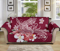 Hawaii Hula Girl Hibiscus Plumeria Sofa Protector - Ruin Style - AH Sofa 70" Burgundy - Polynesian Pride