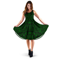 Polynesian Midi Dress - Polynesian Style 07 Women Black And Green - Polynesian Pride