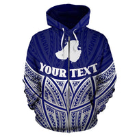 Kosrae Polynesian Custom Zip up Hoodie Blue Pride Map and Seal - Polynesian Pride