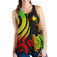 Papua New Guinea Women's Racerback Tank - Reggae Tentacle Turtle - Polynesian Pride