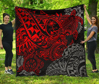Guam Polynesian Premium Quilt - Red Turtle Flowing - Polynesian Pride