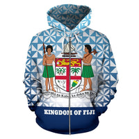 Fiji Tapa Zip Hoodie Fiji Coat of Arms Kingdom of Fiji - Polynesian Pride