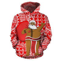 Polynesian Kakau Santa Mele Kalikimaka Hawaii Hoodie Red - Polynesian Pride