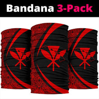 Hawaiian Bandana Kanaka Polynesian Bandana 3-Pack - Circle Style Red - Polynesian Pride