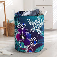 hawaiiLaundry Basket - Hawaii Turtle Flowers And Palms Retro Laundry Basket One Size Green - Polynesian Pride