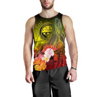 Federated States of Micronesia Custom Personalised Men's Tank Top - Humpback Whale with Tropical Flowers (Yellow) - Polynesian Pride