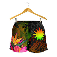Nauru Polynesian Women's Shorts - Hibiscus and Banana Leaves - Polynesian Pride