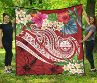 FSM Polynesian Premium Quilt - Summer Plumeria (Red) - Polynesian Pride