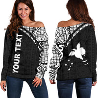 Papua New Guinea Custom Personalised Women's Off Shoulder Sweater - Curve Style Black - Polynesian Pride