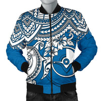 Yap Polynesian Bomber Jacket (Men) - Polynesian Turtle Blue - Polynesian Pride