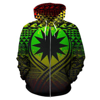 Nauru All Over Zip up Hoodie Lift up Reggae - Polynesian Pride
