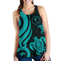 Chuuk Micronesian Women Racerback Tank - Turquoise Tentacle Turtle - Polynesian Pride