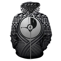 Yap All Over Zip up Hoodie Lift up Black - Polynesian Pride