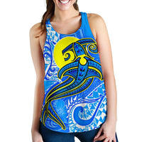 Palau Polynesian Women's Racerback Tank - Palau Flag with Polynesian Tattoo - Polynesian Pride