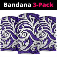 Polynesian Maori Ethnic Ornament Violet Bandana 3 - Pack - Polynesian Pride